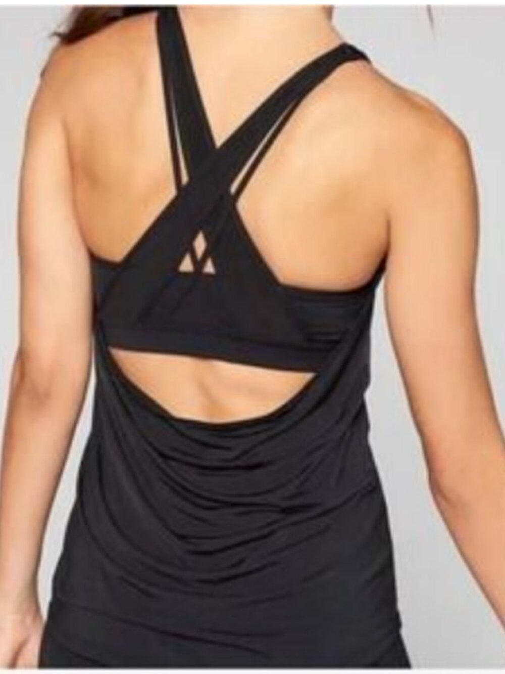 Athleta Strappy Open Back Tank Black  | Small | Built-In Bra